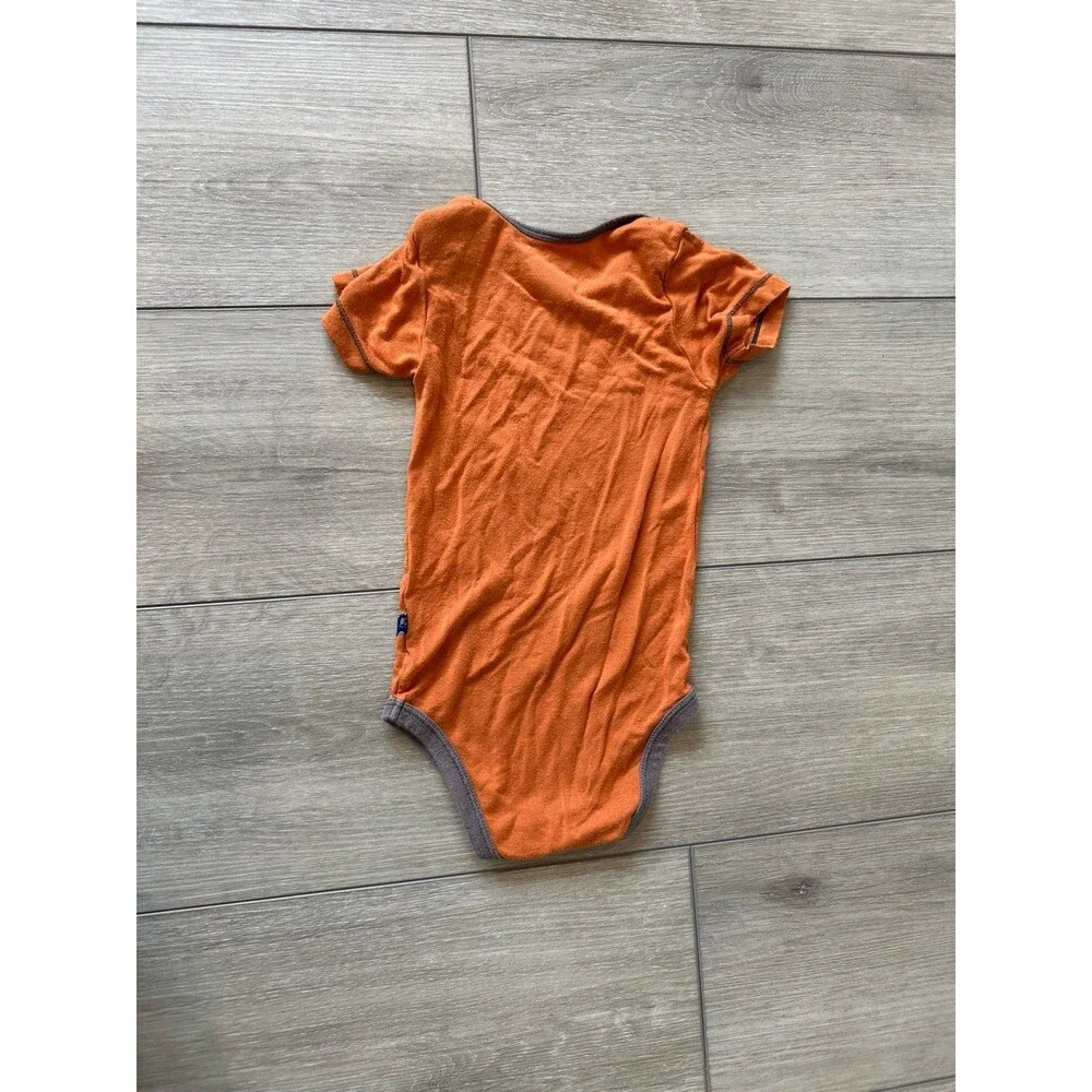 Kickee Pants Bamboo one-piece bodysuit orange short sleeve 18-24 M